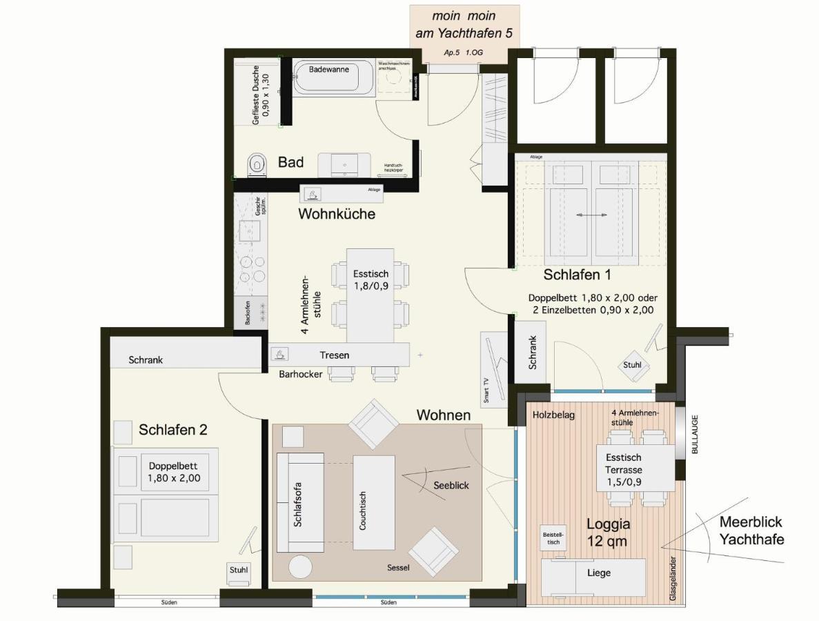 Apartmenthaus Hafenspitze Ap 5 - "Am Yachthafen 5" - Blickrichtung Offenes Meerstrandpromenade เอ็คคานเฟอร์เดอ ภายนอก รูปภาพ